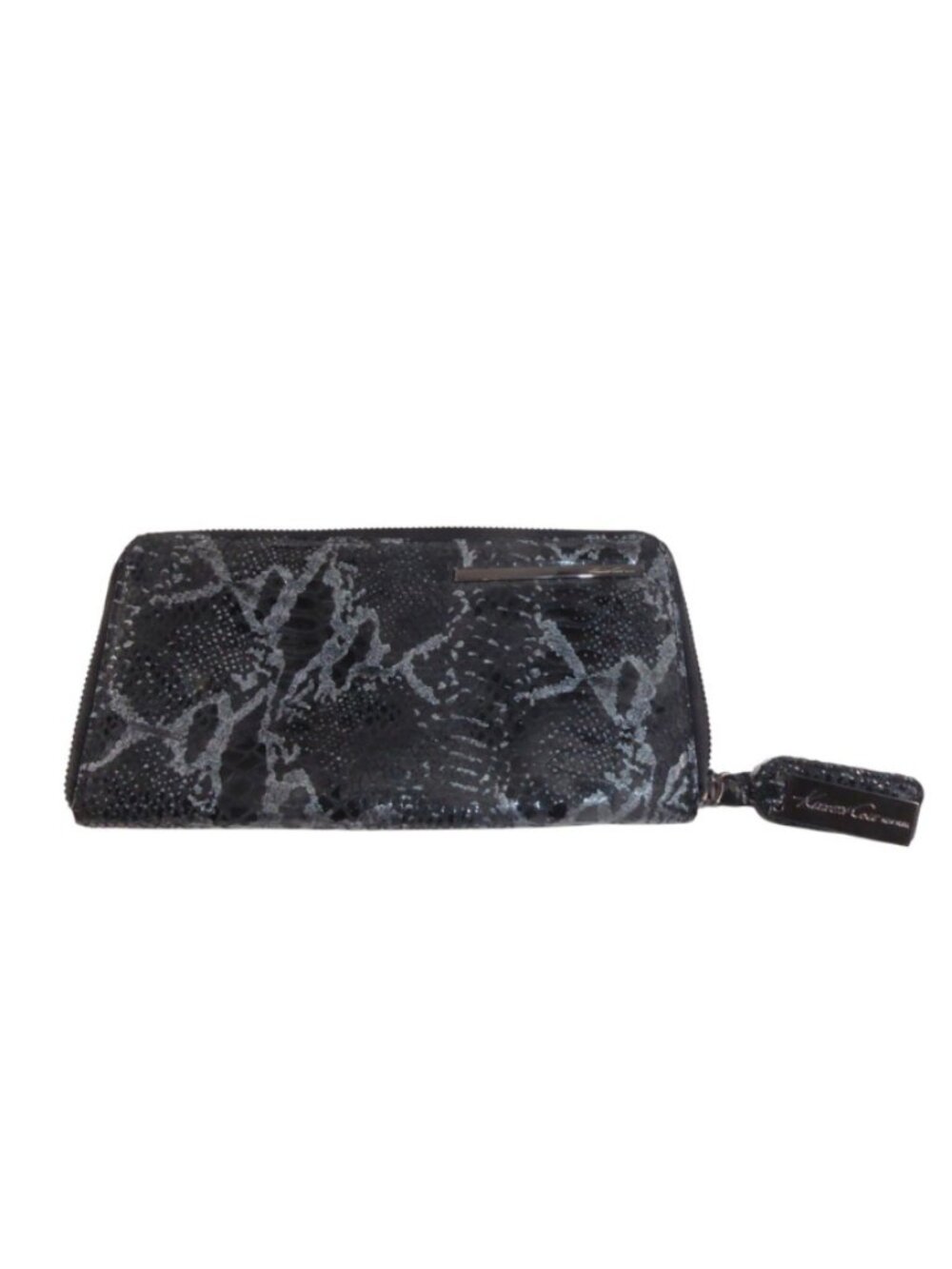 Kenneth Cole NWT Women's Large Black Python Leather Zip Around Wallet, 8x4x1